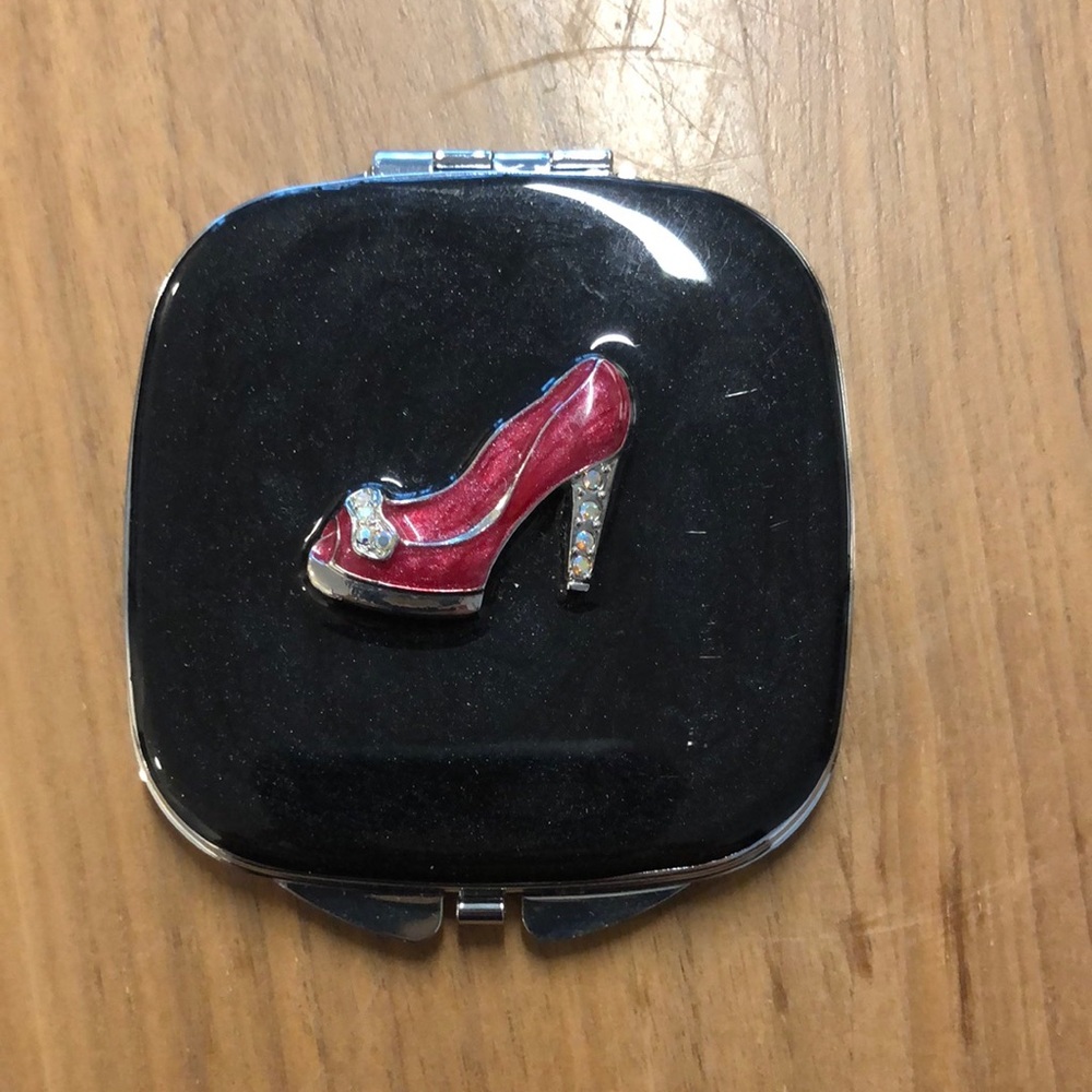 Black and Pink Mirror Compact